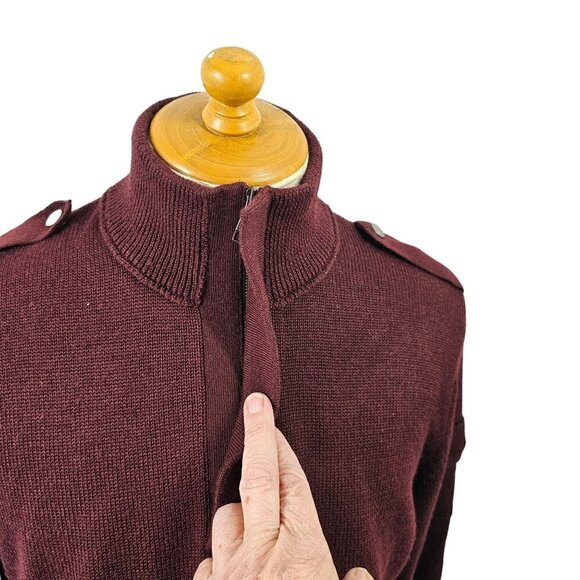 Banana Republic 1/4 Zip Sweater Mock Neck Purple Wool Blend Mens M - Picture 6 of 12